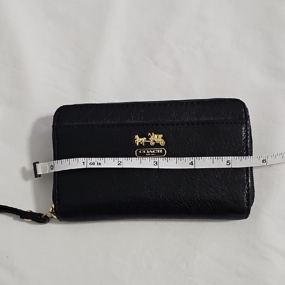 Coach Black Leather Wristlet with Gold Accents - Picture 7 of 9